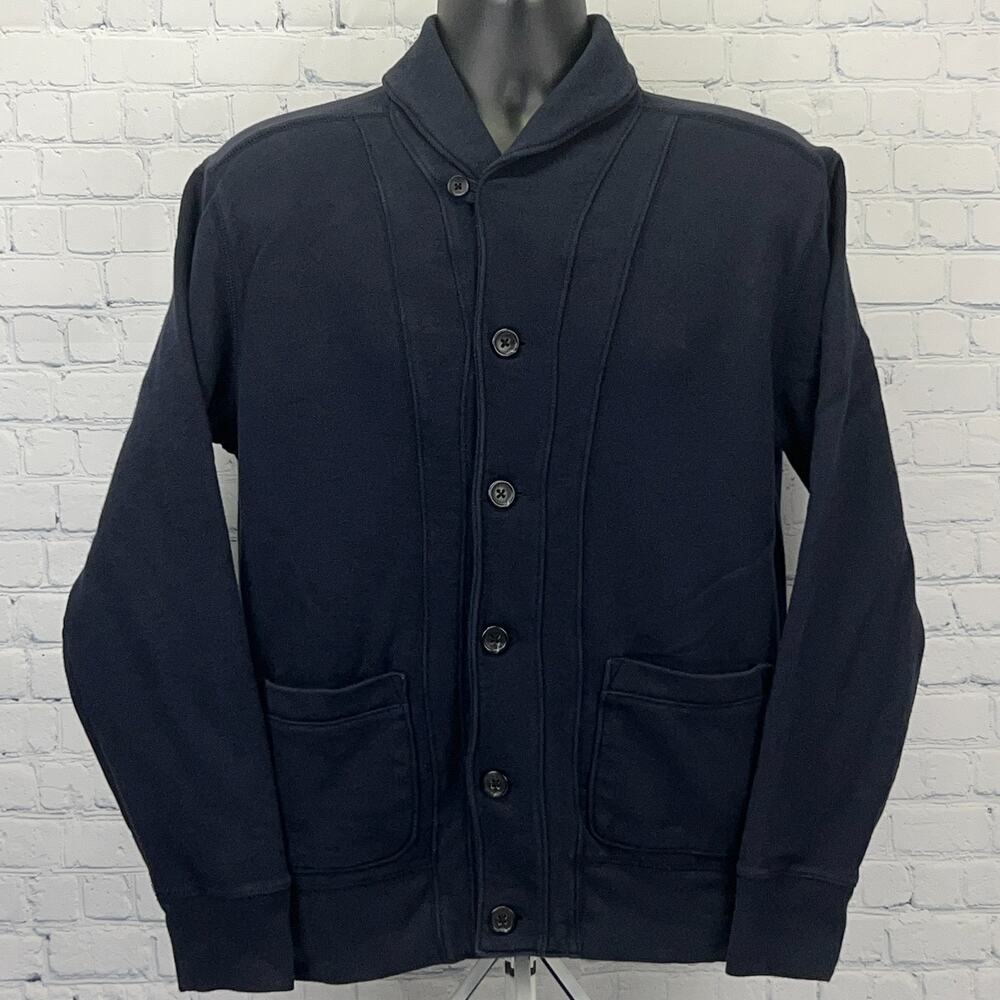 Gap Shawl Collar Cardigan Sweater Mens M Medium Navy Blue Cotton Button Front